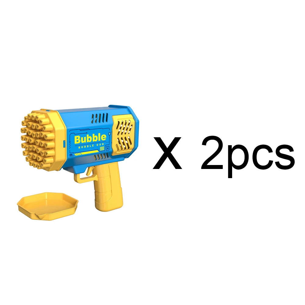 One Pack Of Children's 40 Holes Launcher Handheld Portable Electric Automatic Bubble Gun LED Light For Boys And Girls