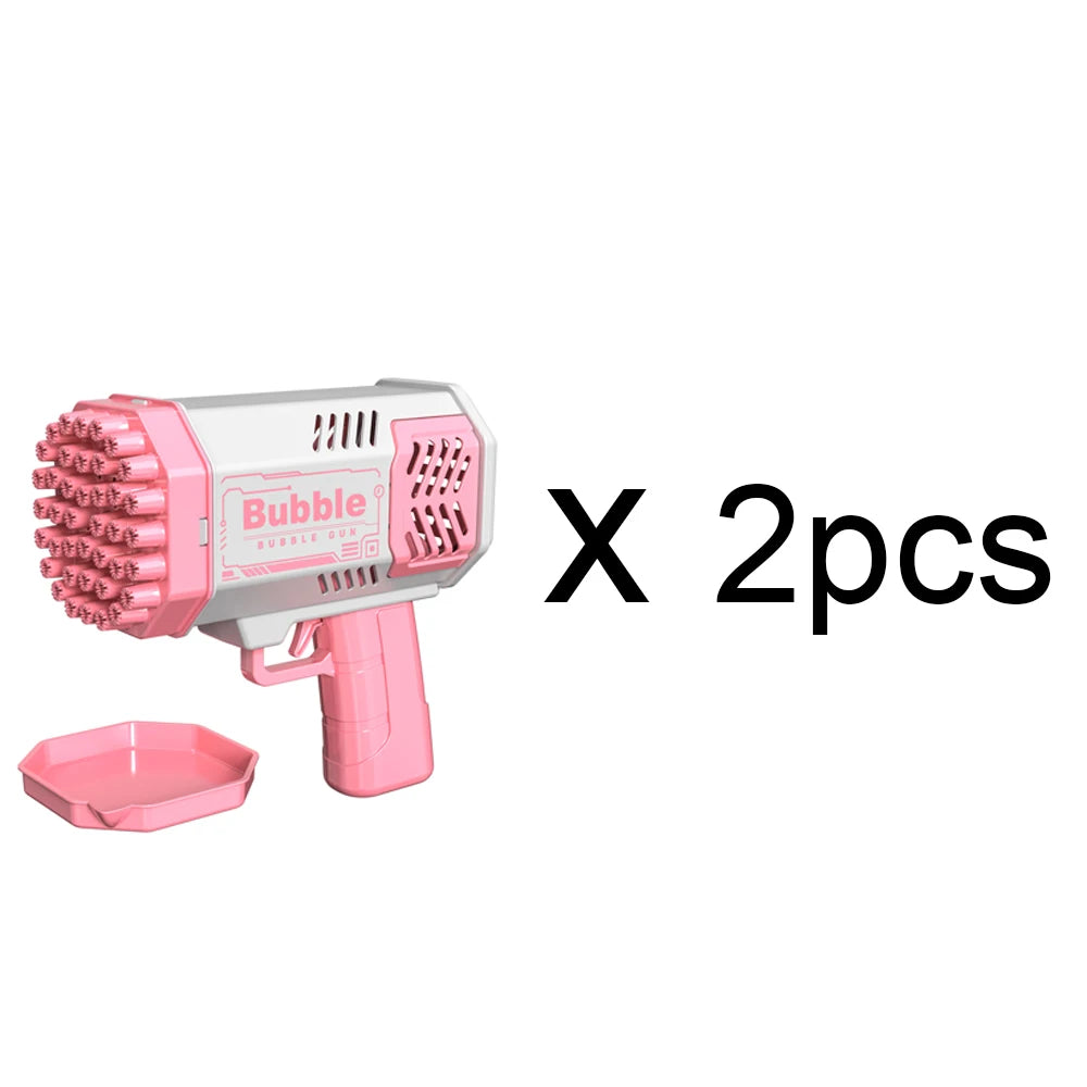 One Pack Of Children's 40 Holes Launcher Handheld Portable Electric Automatic Bubble Gun LED Light For Boys And Girls