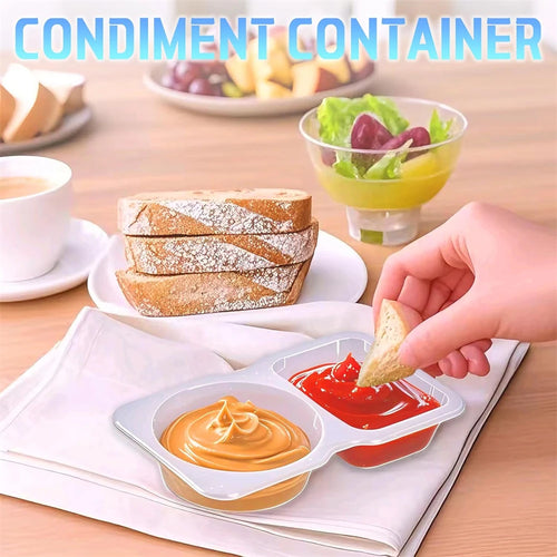 20Pcs Reusable Double Compartment Snack & Sauce Containers
