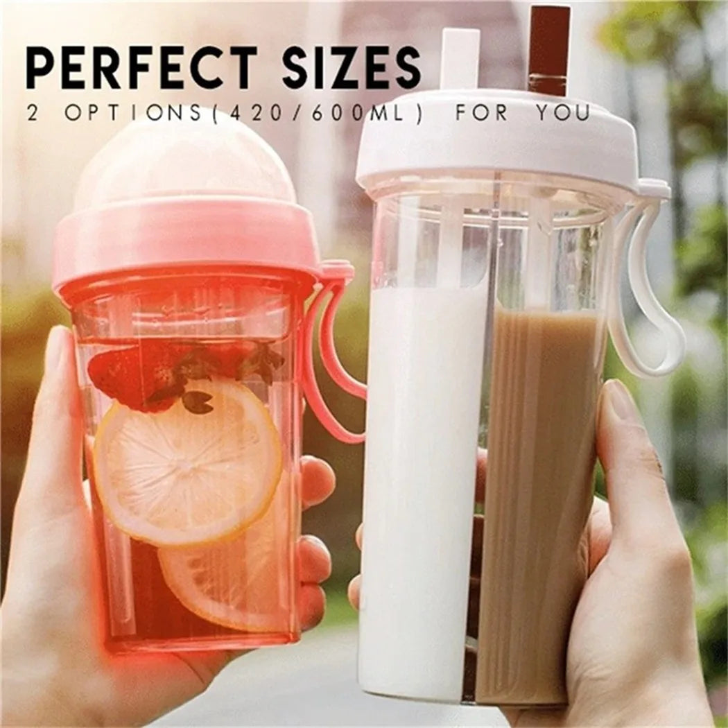 2 Sided Cup for Double Drinking Cup with Double Straws