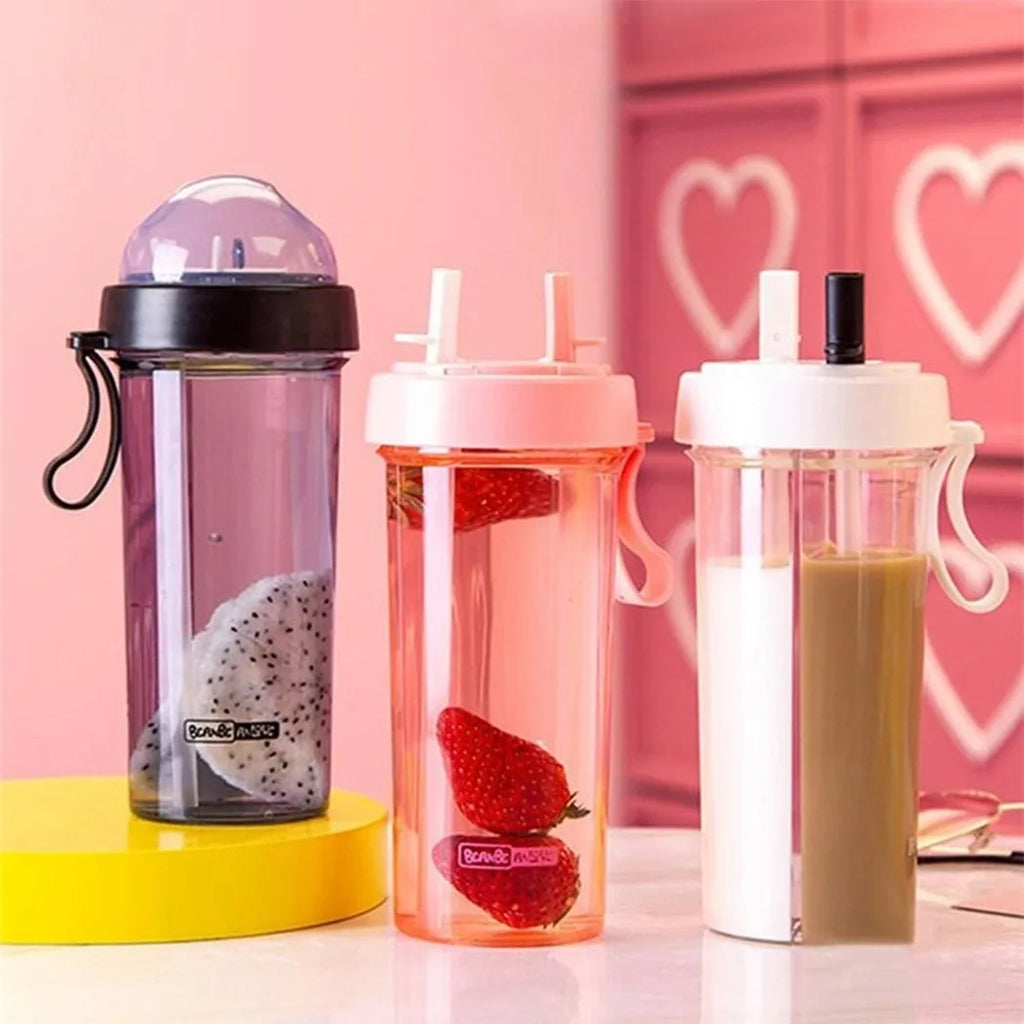 2 Sided Cup for Double Drinking Cup with Double Straws