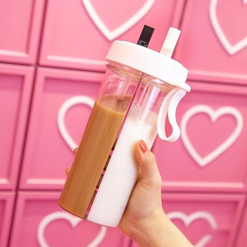 2 Sided Cup for Double Drinking Cup with Double Straws
