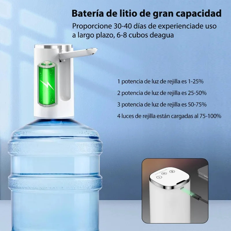 Rechargeable Water Dispenser  Portable Wireless Electric Water Pump, Silent, Automatic Folding, High Flow, Type C Charging,