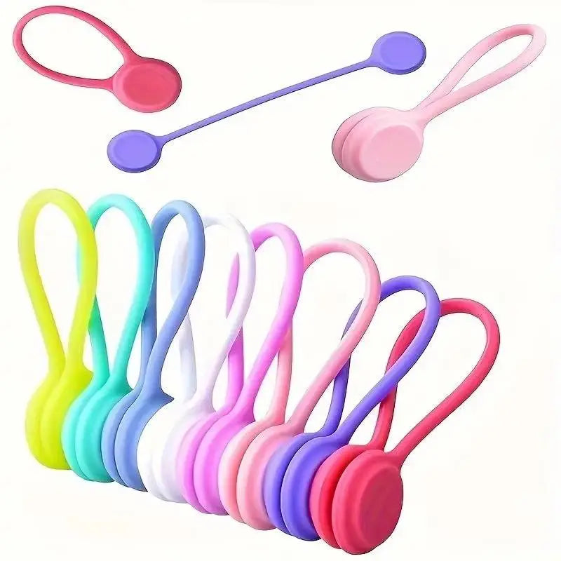 10pcs Reusable Magnetic Cable Ties Cord Organizer Clips Silicone Magnetic Cord Tie For Bundling Stuff Book Marker Fridge Magnets