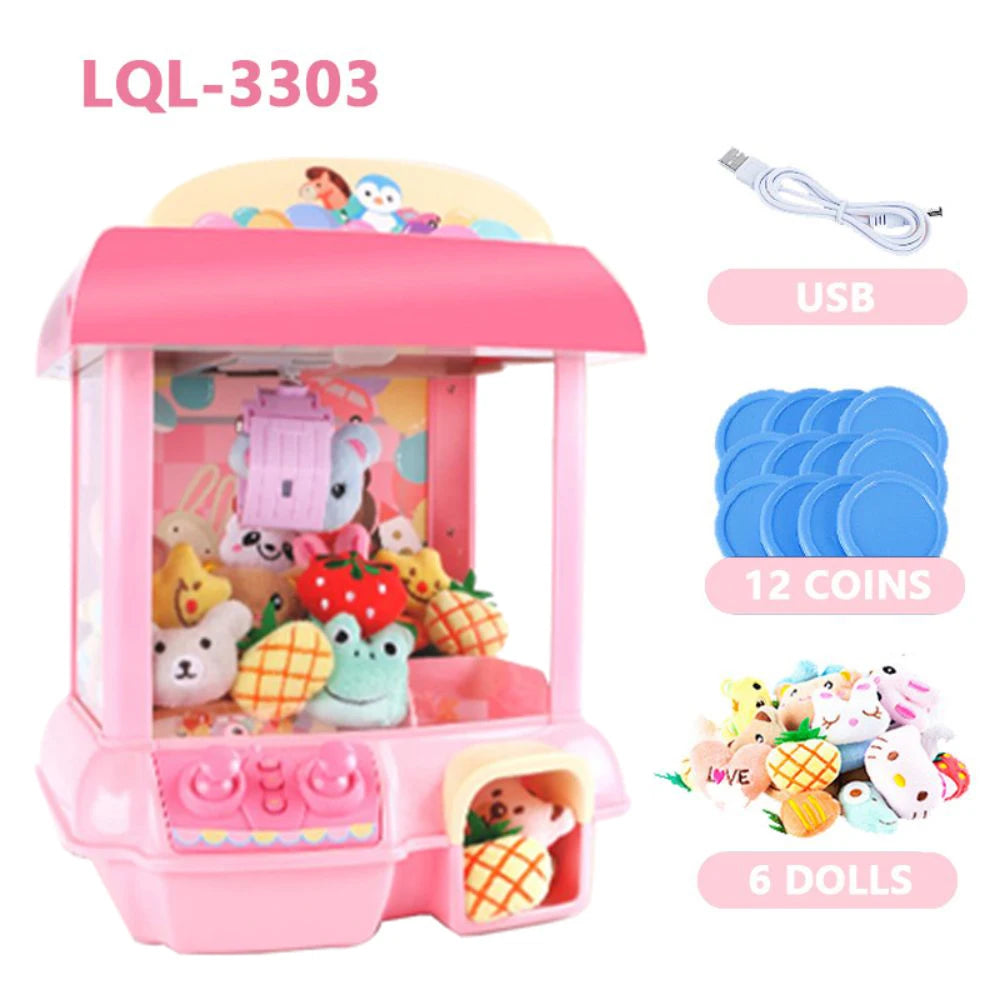 Doll Machine Coin Operated Play Game 15 Style Mini Claw Catch Toy Machines Cartoon Doll Children Interactive Toys Birthday Gift