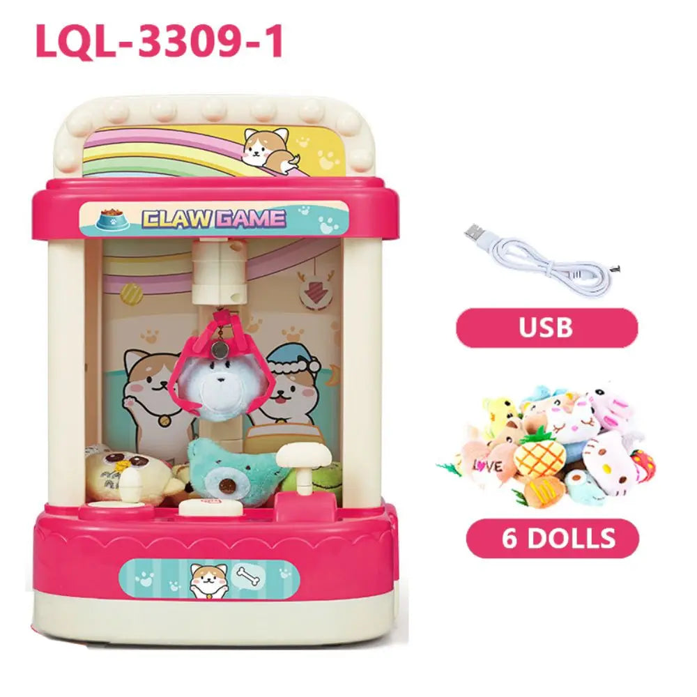Doll Machine Coin Operated Play Game 15 Style Mini Claw Catch Toy Machines Cartoon Doll Children Interactive Toys Birthday Gift