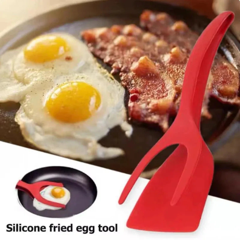 2 in 1 Spatula with Tongs - Non-Stick Egg & Pancake Tool