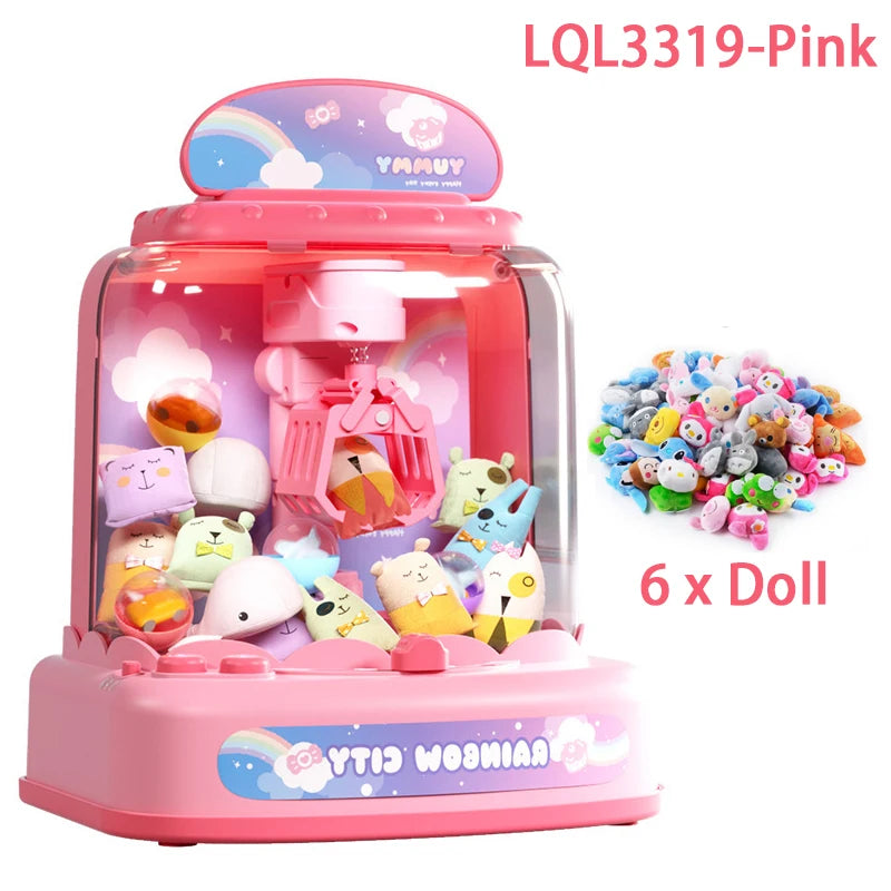 Doll Machine Coin Operated Play Game 15 Style Mini Claw Catch Toy Machines Cartoon Doll Children Interactive Toys Birthday Gift