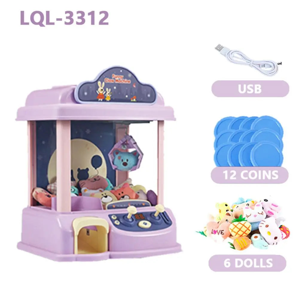 Doll Machine Coin Operated Play Game 15 Style Mini Claw Catch Toy Machines Cartoon Doll Children Interactive Toys Birthday Gift