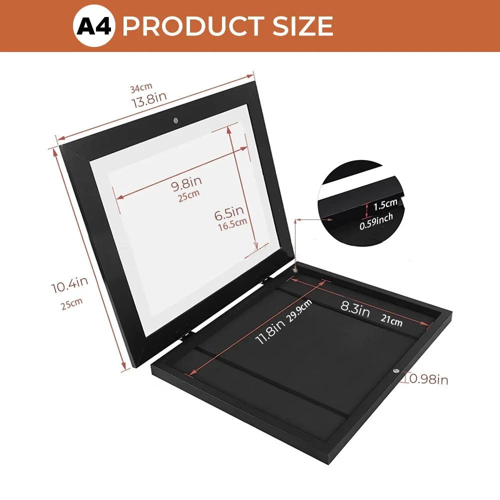 Wood Flap Magnetic A4 Photo Frame for Creative Home Display