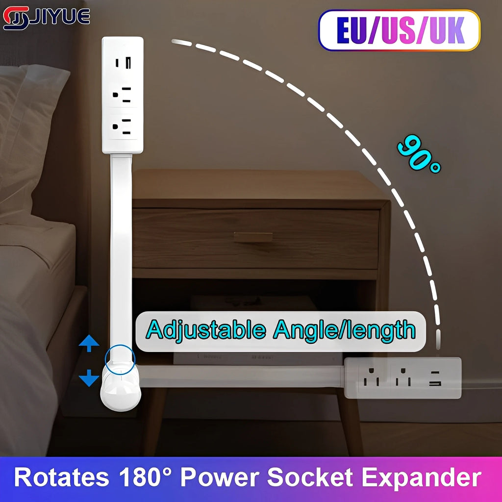 Adjustable Electrical Outlet Extender with Rotating USB Ports