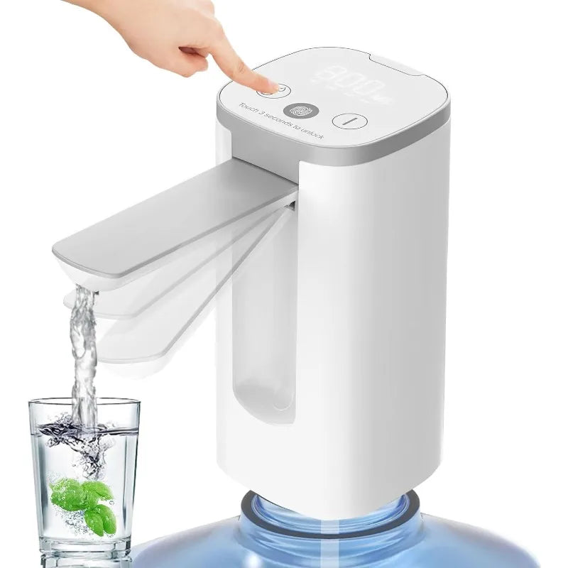 Rechargeable Water Dispenser  Portable Wireless Electric Water Pump, Silent, Automatic Folding, High Flow, Type C Charging,