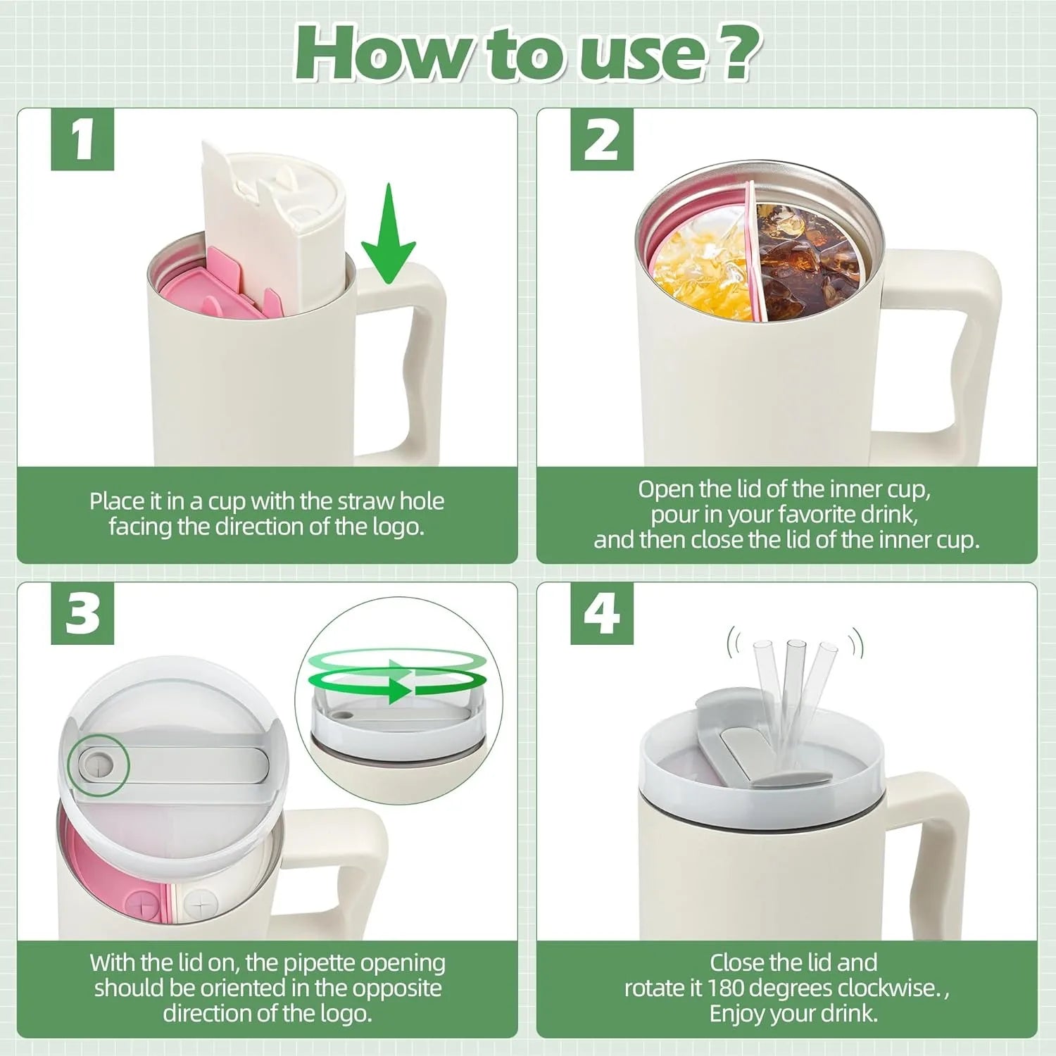 Silicone 2in1 Cup Drink Divider Compatible with Stanley Tumbler 40 oz Cup Separator with Lid for Dualsided Drink Double Drinks