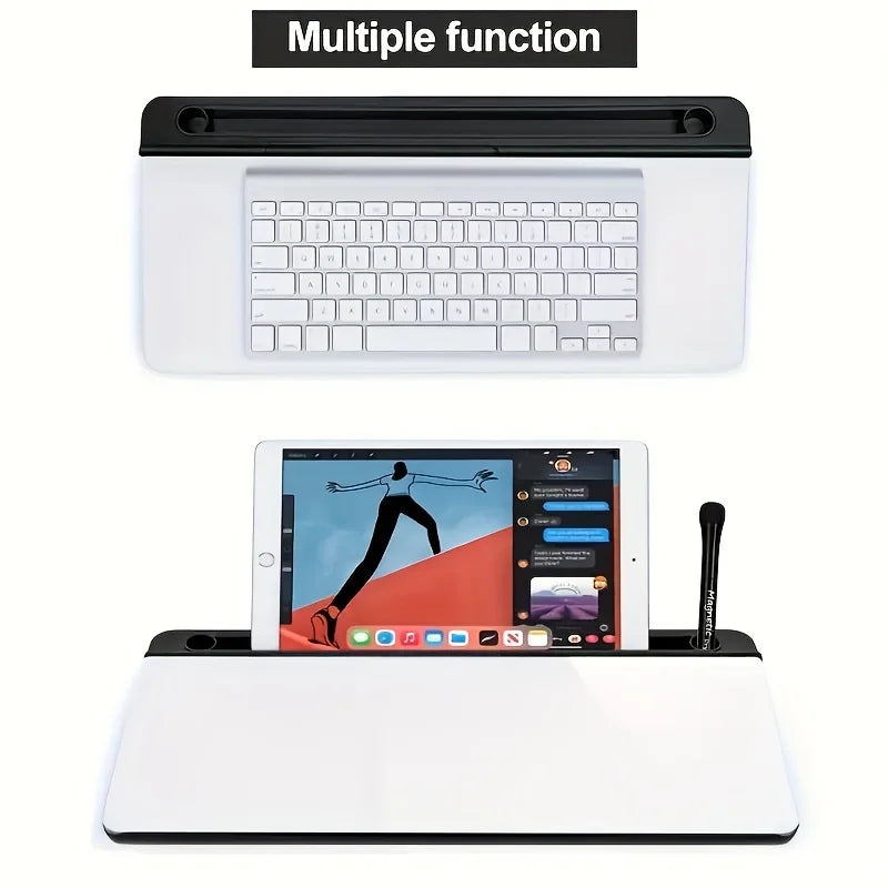 Sleek Tempered Glass Desk Whiteboard with Storage & Organizer
