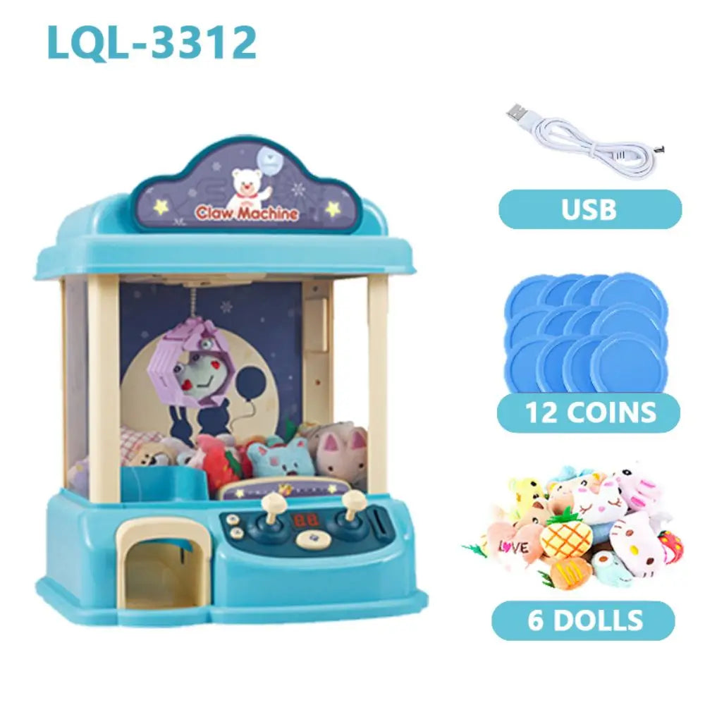 Doll Machine Coin Operated Play Game 15 Style Mini Claw Catch Toy Machines Cartoon Doll Children Interactive Toys Birthday Gift