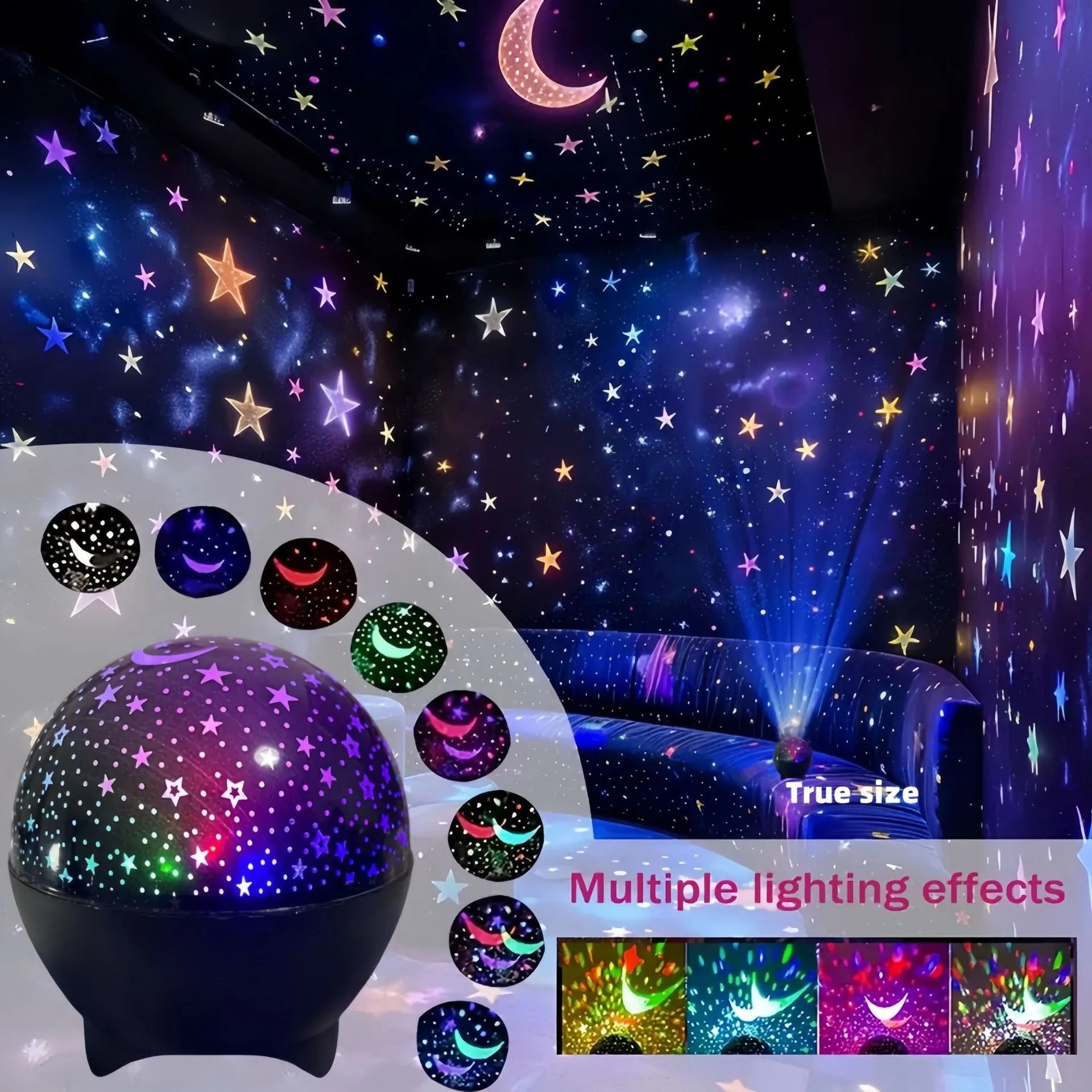 RGB Night Lights LED Projector Light Starry Moon Galaxy Projection Lamp 5V USB for Kids Present Christmas Gift Room Decorations