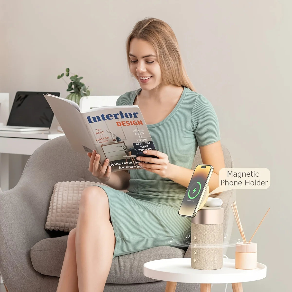 4-in-1 Magnetic Wireless Charger & Bluetooth Speaker with Night Light