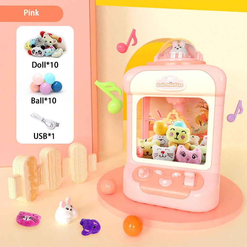 Doll Machine Coin Operated Play Game 15 Style Mini Claw Catch Toy Machines Cartoon Doll Children Interactive Toys Birthday Gift