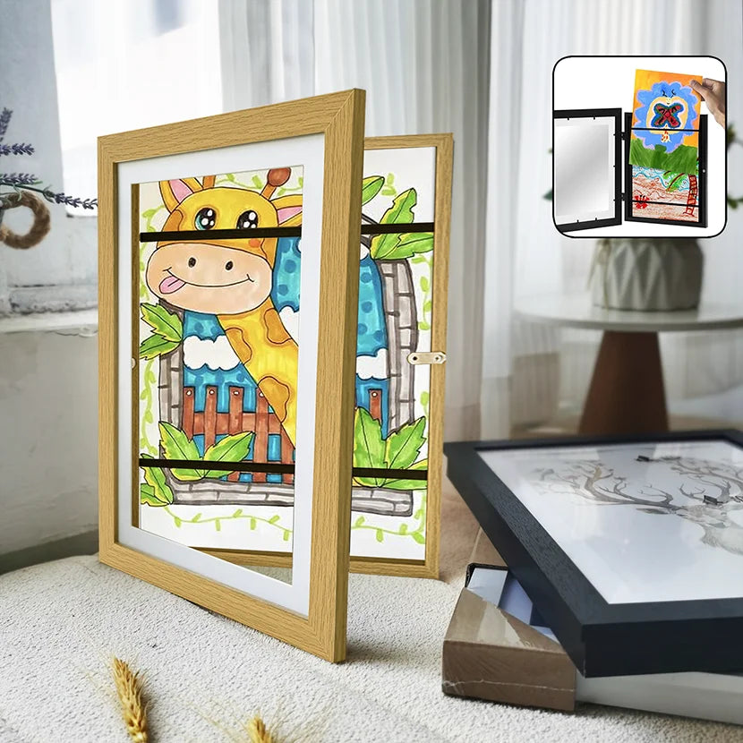 Wood Flap Magnetic A4 Photo Frame for Creative Home Display