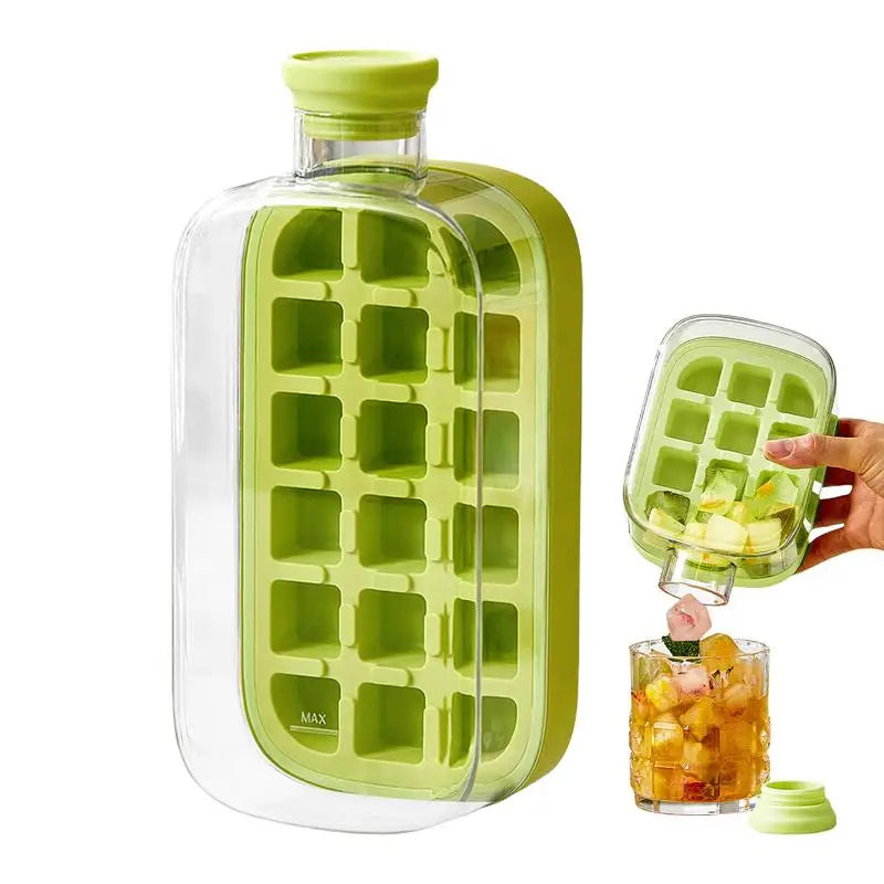 800ml Ice Cube Bottle 2in1 Touch Free Ice Cube Tray Water Bottle Ice Cube Making Bottle with Lid and Box Kitchen Gadgets Summer