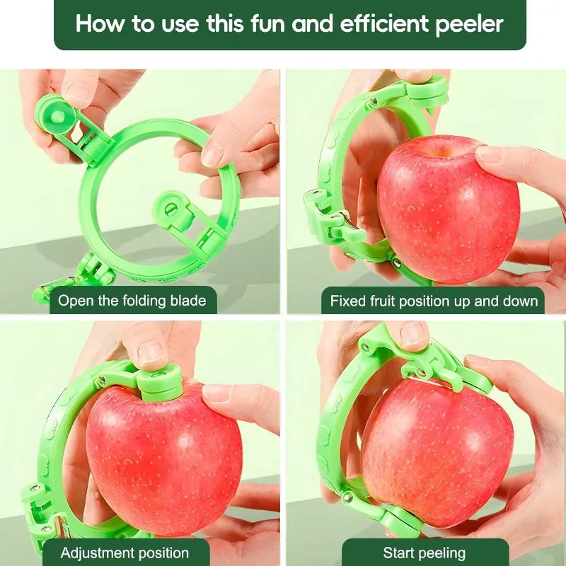 Green Fruit Peeler Vegetable Handheld Rotating Peeler Stainless Steel Spiralizer Peeler for Apple Pear Peeling Kitchen Gadgets