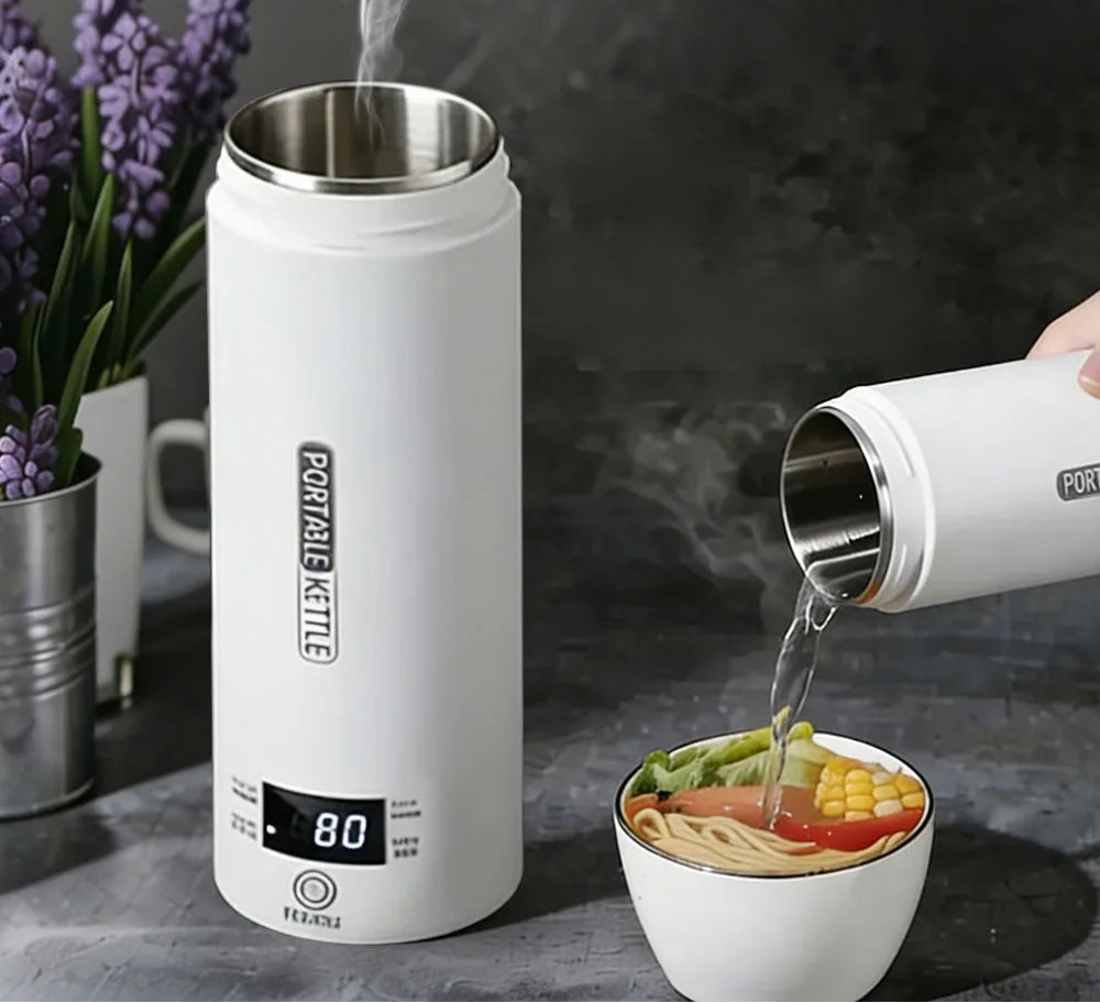 Electric Kettle Small Portable Stainless Steel Bottles for Boiling Water Travel Tea Coffee  Automatic 500ml Kettle for Camping