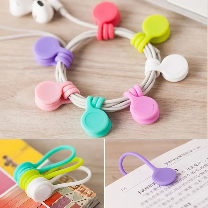 Reusable Magnetic USB Cable Ties Cord Organizer Silicone Magnetic Cord Ties for Bundling Stuff Book Marker Fridge Magnets