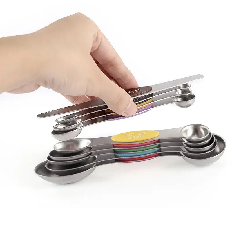 9-Piece Magnetic Measuring Spoon Set - Dual Sided for Precision