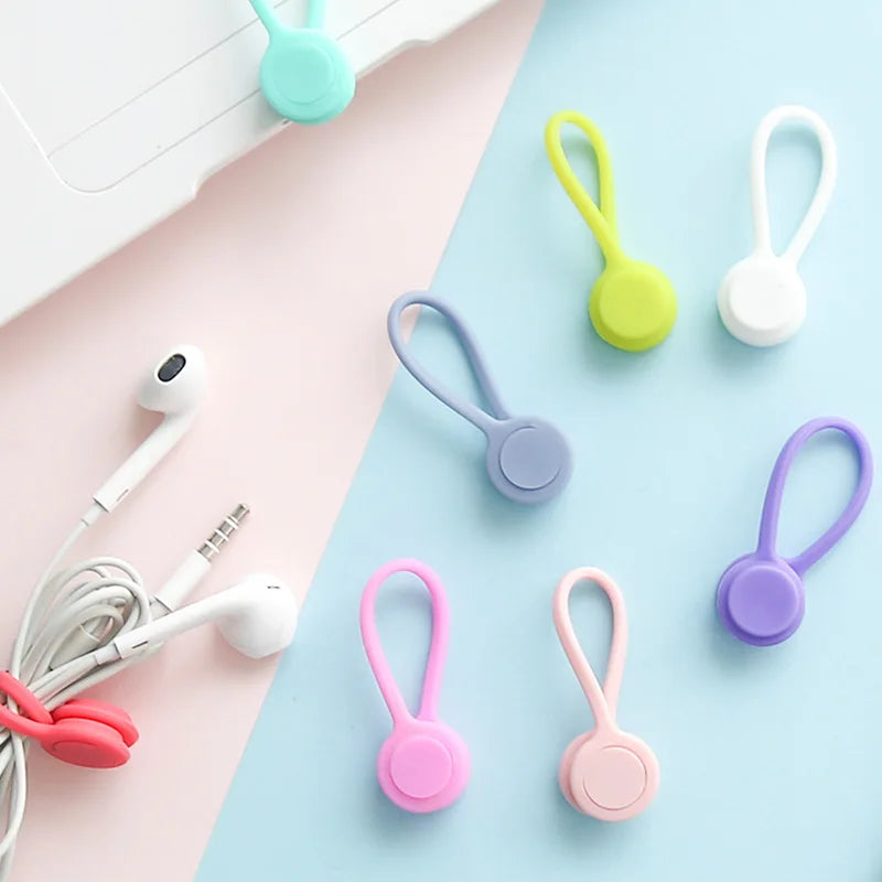 Reusable Magnetic USB Cable Ties Cord Organizer Silicone Magnetic Cord Ties for Bundling Stuff Book Marker Fridge Magnets