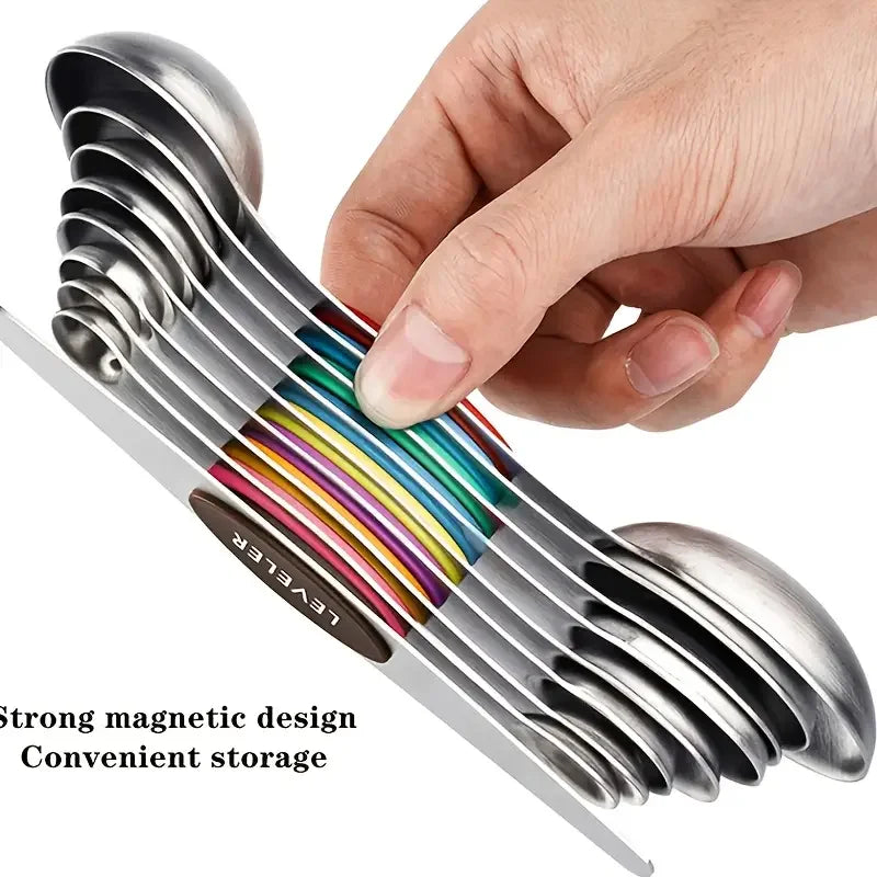 9-Piece Magnetic Measuring Spoon Set - Dual Sided for Precision