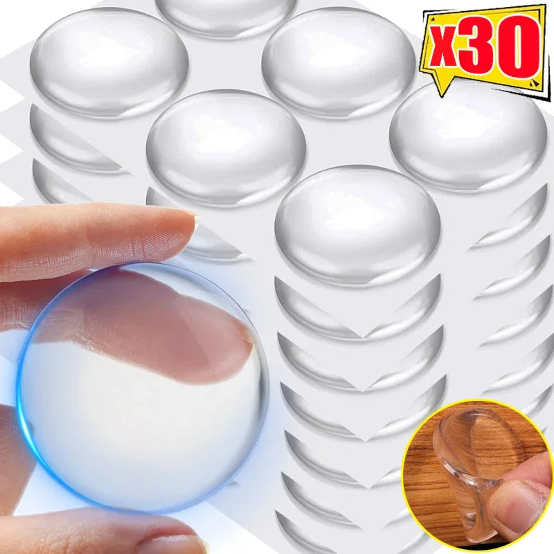 Silicone Clear Door Stops - Non-slip Self-Adhesive Wall Protectors (6/30pcs)