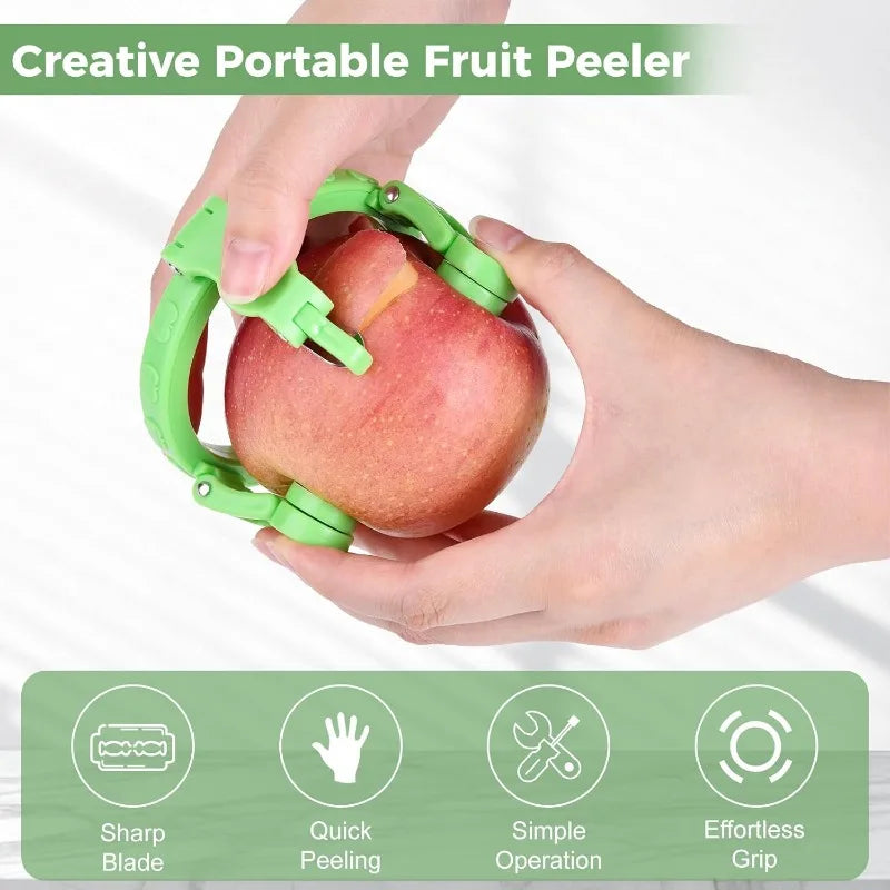 Green Fruit Peeler Vegetable Handheld Rotating Peeler Stainless Steel Spiralizer Peeler for Apple Pear Peeling Kitchen Gadgets