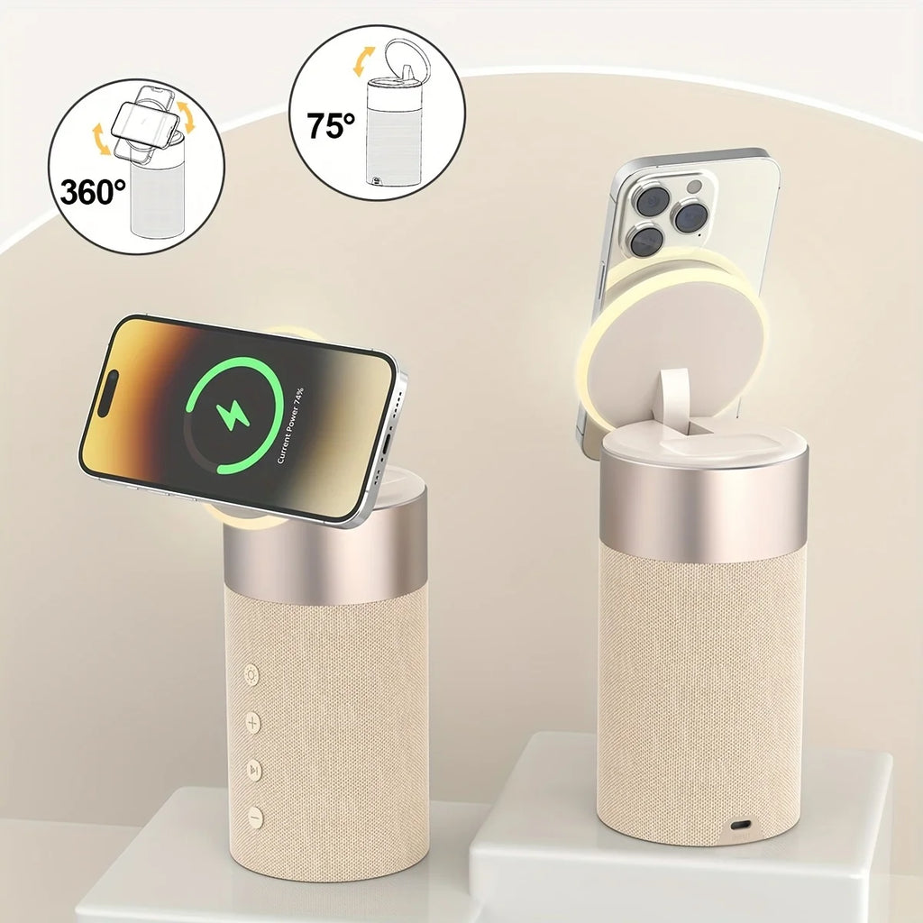 4-in-1 Magnetic Wireless Charger & Bluetooth Speaker with Night Light