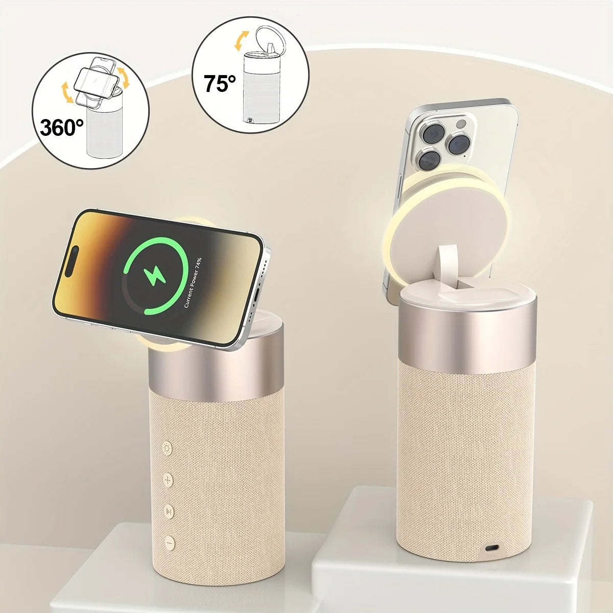 4-in-1 Magnetic Wireless Charger & Bluetooth Speaker with Night Light