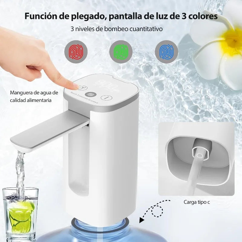 Rechargeable Water Dispenser  Portable Wireless Electric Water Pump, Silent, Automatic Folding, High Flow, Type C Charging,